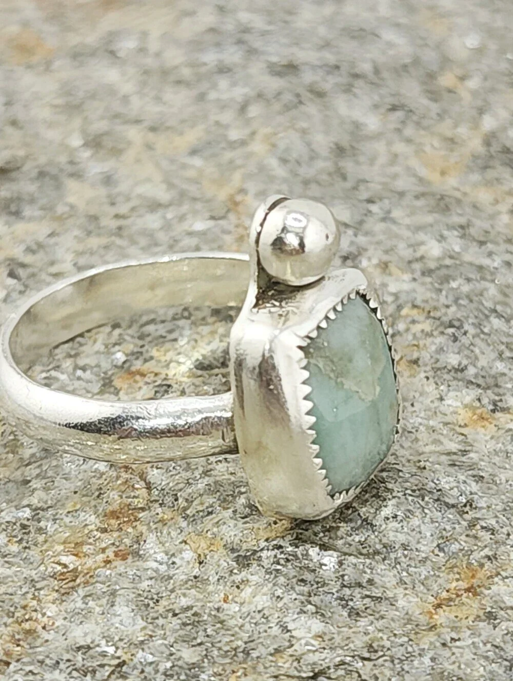 EMERALD GENUINE GEM HANDMADE RING IN STERLING SILVER SIZE 8